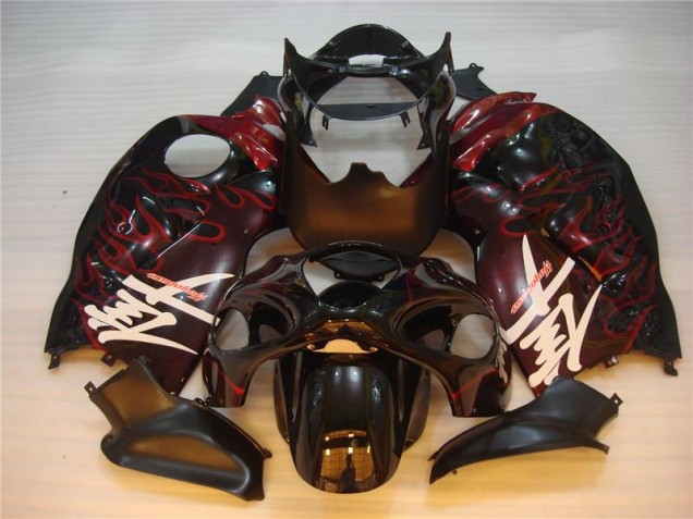 1996-2007 Black Red Flame Suzuki GSXR 1300 Hayabusa Motorbike Fairing UK Stores