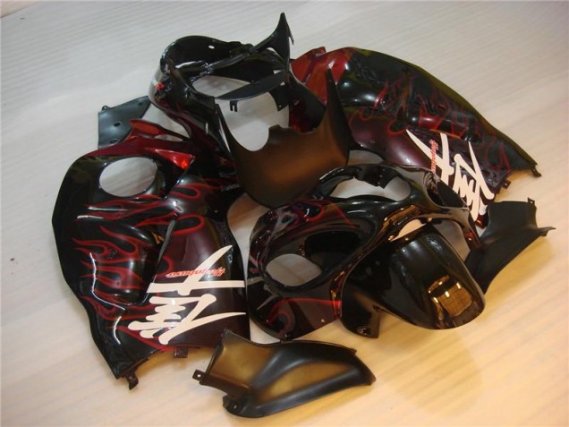 1996-2007 Black Red Flame Suzuki GSXR 1300 Hayabusa Motorbike Fairing UK Stores