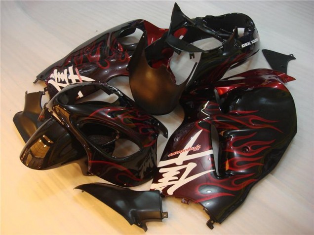 1996-2007 Black Red Flame Suzuki GSXR 1300 Hayabusa Motorbike Fairing UK Stores