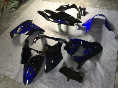 2000-2001 Glossy Black Blue Flame Kawasaki ZX9R Moto Fairings UK Stores