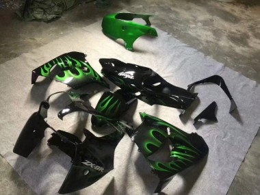 2000-2001 Glossy Black Green Flame Kawasaki ZX9R Motorcyle Fairings UK Stores