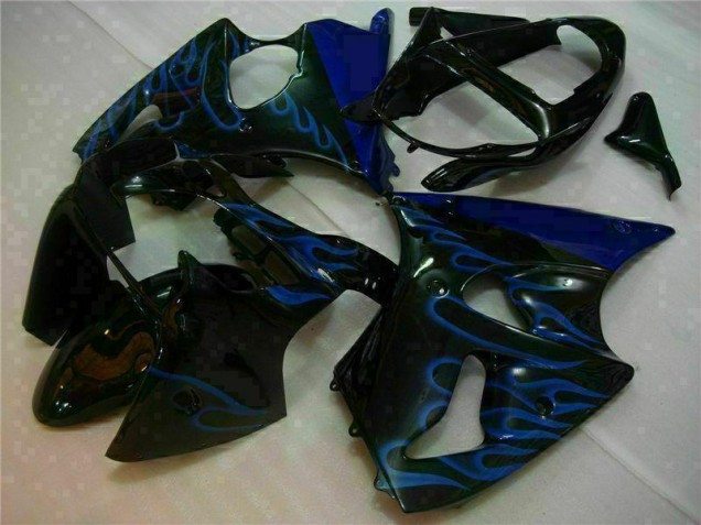 2000-2002 Black with Blue Flame Kawasaki ZX6R Motorbike Fairings UK Stores