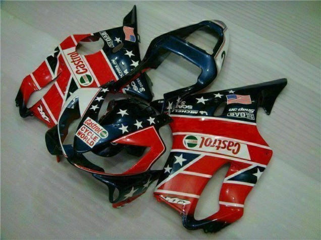 2001-2003 Red White Blue Castrol Cycle World Honda CBR600 F4i Motorcycle Fairings Kits UK Stores