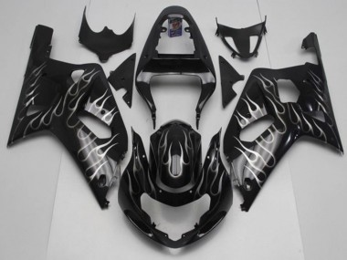 2001-2003 Black White Flame Suzuki GSXR 600/750 Motorcycle Fairing Kits UK Stores