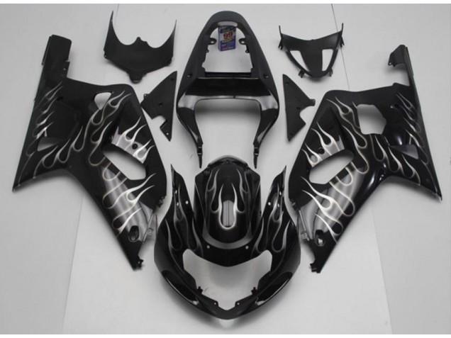 2001-2003 Black White Flame Suzuki GSXR 600/750 Motorcycle Fairing Kits UK Stores