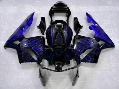 2003-2004 Black with Blue Flame Honda CBR600RR Motorcycle Fairing Kits UK Stores