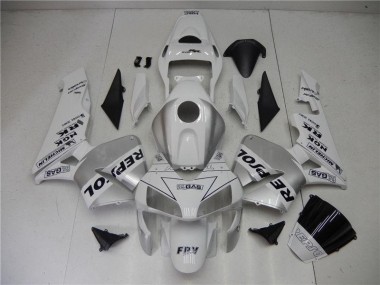 2003-2004 Silver White Black Repsol Honda CBR600RR Motorcycle Fairings Kit UK Stores