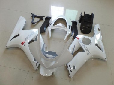 2003-2004 White with Silver Decals Kawasaki ZX6R Motorcycle Fairings UK Stores