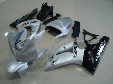 2003-2004 Silver Black Kawasaki ZX6R Motorcycle Fairing Kit UK Stores