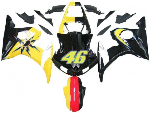 2003-2005 Black Yellow No. 46 Yamaha YZF R6 Motorcycle Fairings UK Stores