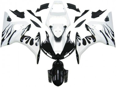 2003-2005 White Flame Black Yamaha YZF R6 Motorcycle Fairings Kits UK Stores