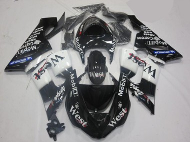 2005-2006 White Black Kawasaki ZX6R Motorcycle Fairing UK Stores