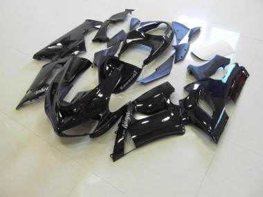 2005-2006 Glossy Black Silver Decals Kawasaki ZX6R Motorcycle Fairings Kit UK Stores