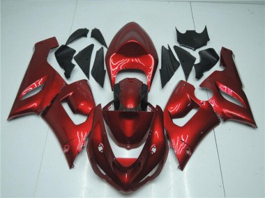 2005-2006 Candy Red Kawasaki ZX6R Motorcycle Fairing Kits UK Stores