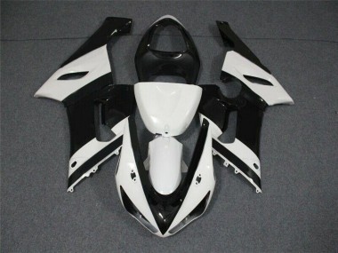 2005-2006 Black White Kawasaki ZX6R Motorcycle Replacement Fairings UK Stores