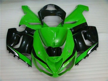 2005-2006 Green White Black Kawasaki ZX6R Motorcyle Fairings UK Stores