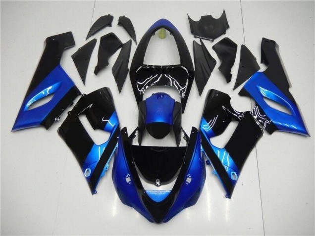 2005-2006 Blue Black Kawasaki ZX6R Motorcycle Fairing Kits UK Stores