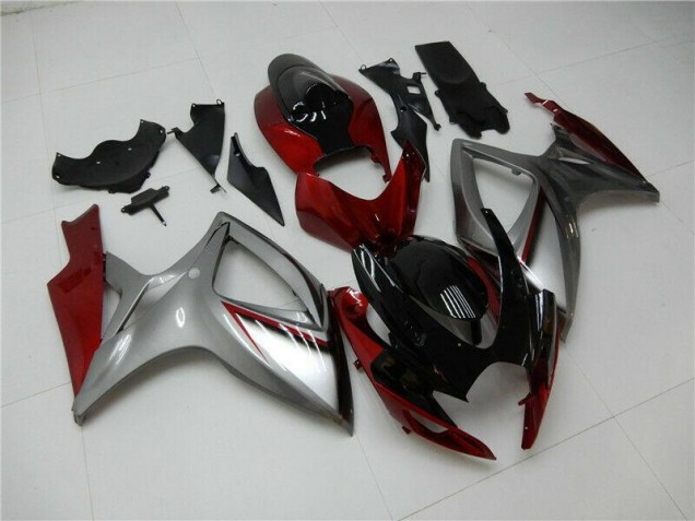 2006-2007 Red Silver Suzuki GSXR 600/750 Bike Fairing Kit UK Stores