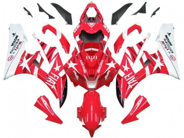 2006-2007 Red White Star Fiat Yamaha YZF R6 Motorbike Fairings UK Stores