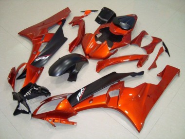 2006-2007 Orange Matte Black Yamaha YZF R6 Motorcycle Fairing Kits UK Stores