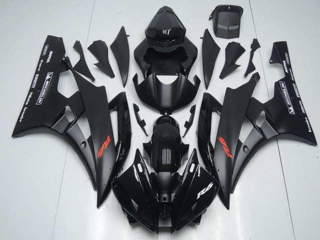 2006-2007 Matte Black and Glossy Black Yamaha YZF R6 Motorbike Fairing Kits UK Stores