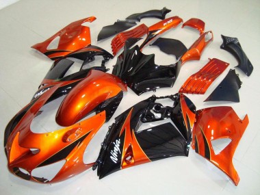 2006-2011 Orange Black Kawasaki ZX14R ZZR1400 Motorbike Fairings UK Stores