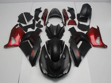 2006-2011 Matte Black and Red Kawasaki ZX14R ZZR1400 Motorcycle Fairing Kit UK Stores