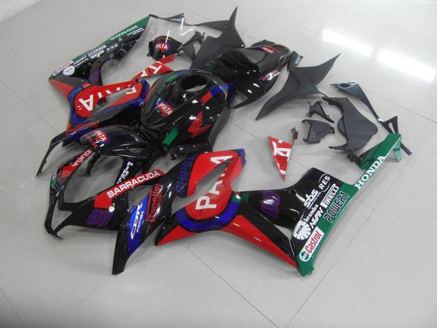 2007-2008 Black Red Pata Honda CBR600RR Motorcycle Fairings Kits UK Stores