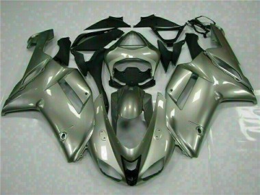 2007-2008 Silver Kawasaki ZX6R Motorcycle Fairings Kits UK Stores