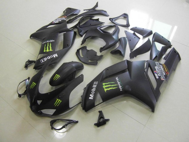 2007-2008 Matte Black Monster Kawasaki ZX6R Moto Fairings UK Stores