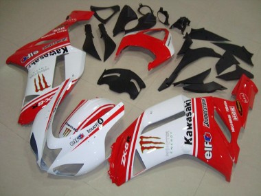 2007-2008 Red and White Kawasaki ZX6R Bike Fairing UK Stores