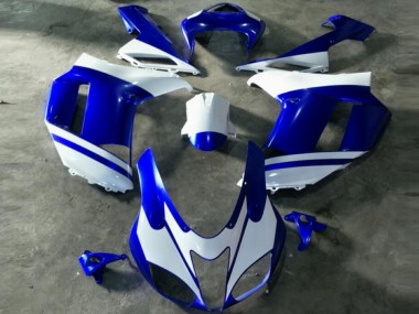 2007-2008 Blue White Kawasaki ZX6R Motorcycle Replacement Fairings UK Stores