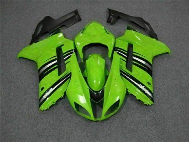 2007-2008 Green Black Kawasaki ZX6R Motorcycle Fairings Kit UK Stores