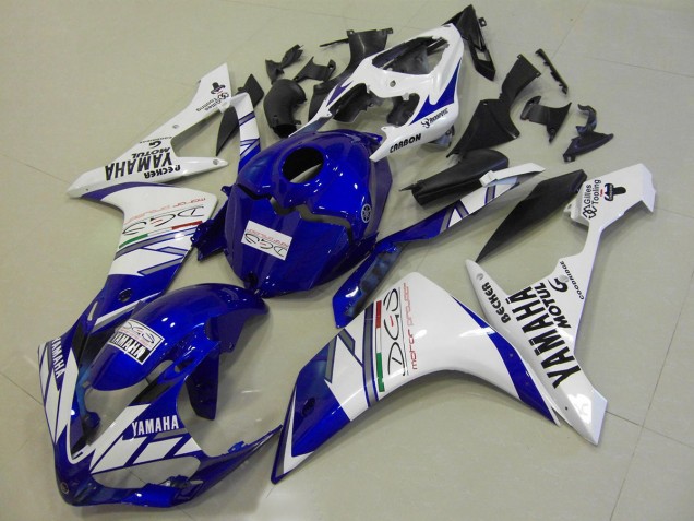 2007-2008 White Blue Tri Colour Yamaha YZF R1 Motorcycle Replacement Fairings UK Stores