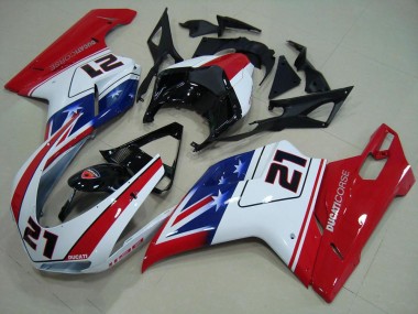 2007-2014 Black White Red 21 Ducati 848 1098 1198 Motor Fairings UK Stores