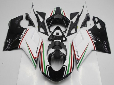 2007-2014 Black Green and White Ducati 848 1098 1198 Motorcycle Fairing Kit UK Stores