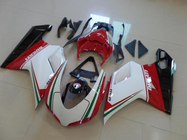 2007-2014 White Red Ducati 848 1098 1198 Bike Fairing Kit UK Stores