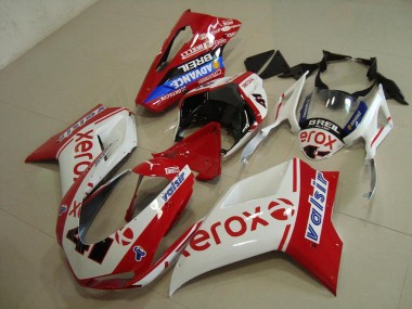 2007-2014 White Red Xerox Ducati 848 1098 1198 Bike Fairings UK Stores