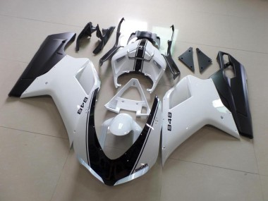 2007-2014 White and Black Stripe Ducati 848 1098 1198 Replacement Fairings UK Stores