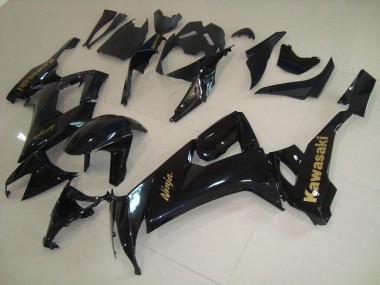 2008-2010 Glossy Black with Gold Sticker Kawasaki ZX10R Motorcycle Fairings UK Stores