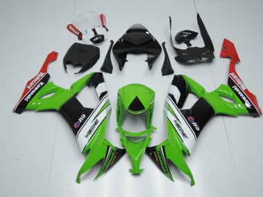 2008-2010 White Black and Green Kawasaki ZX10R Motorcycle Fairing Kits UK Stores