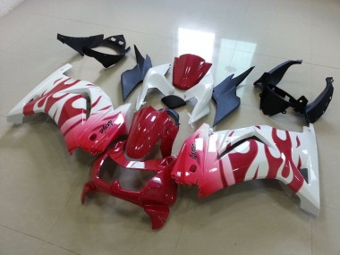 2008-2012 Pink Red Flame Kawasaki ZX250R Motorcycle Replacement Fairings UK Stores