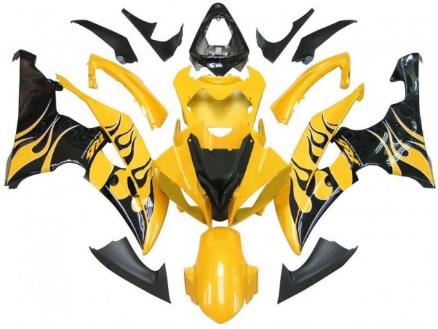 2008-2016 Yellow Black Flame R6 Yamaha YZF R6 Replacement Motorcycle Fairings UK Stores