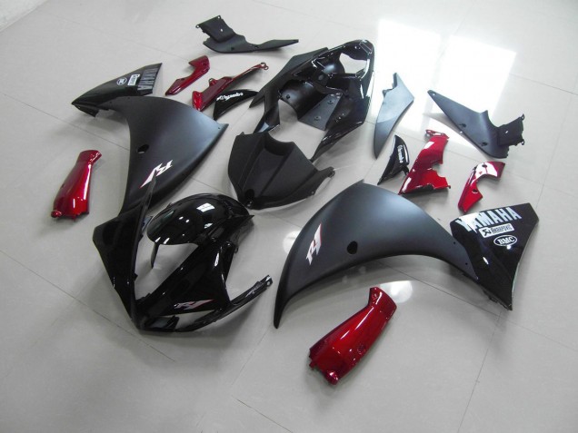 2009-2011 Matte Black Red Yamaha YZF R1 Motorcycle Replacement Fairings UK Stores