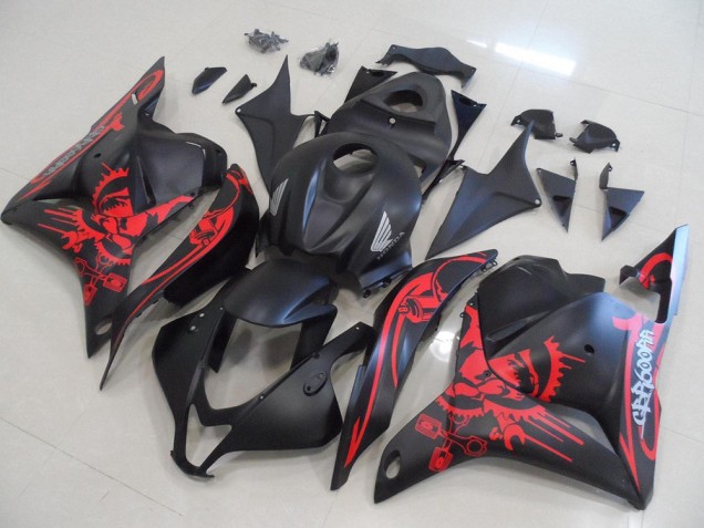 2009-2012 Matte Black with Red Skull Honda CBR600RR Motorcycle Fairings Kits UK Stores