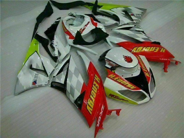 2009-2012 White Red H. Energy Kawasaki ZX6R Motorcycle Fairings Kit UK Stores