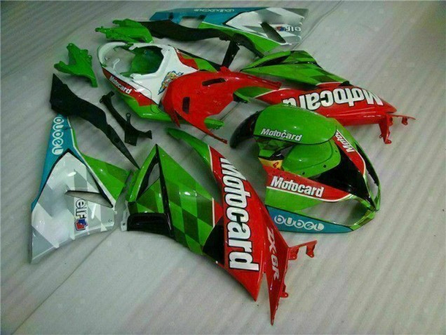 2009-2012 Red Green Motocard Kawasaki ZX6R Replacement Motorcycle Fairings UK Stores