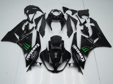 2009-2012 Black with Monster Kawasaki ZX6R Replacement Motorcycle Fairings UK Stores