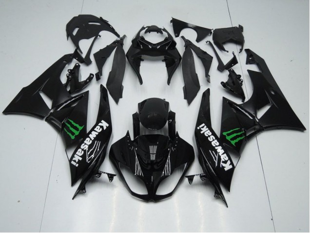 2009-2012 Black with Monster Kawasaki ZX6R Replacement Motorcycle Fairings UK Stores