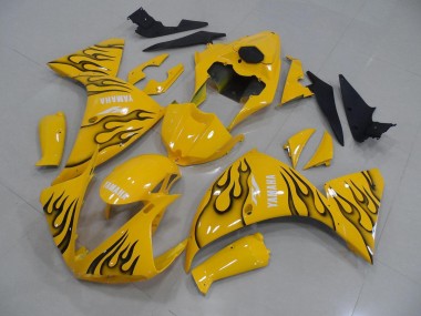 2012-2014 Yellow Black Flame Yamaha YZF R1 Motorcyle Fairings UK Stores